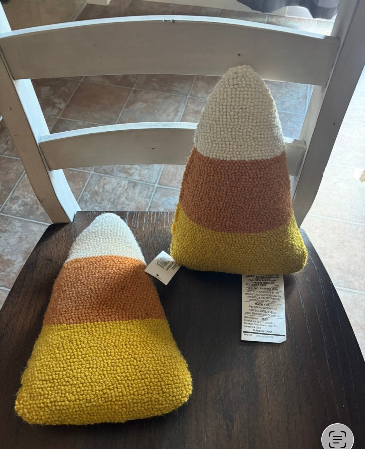 #44 REDUCED NWT Halloween candy corn needlepoint pillows