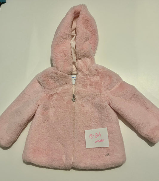#32 Girls 24 month Mayoral faux fur pink zip jacket *reduced