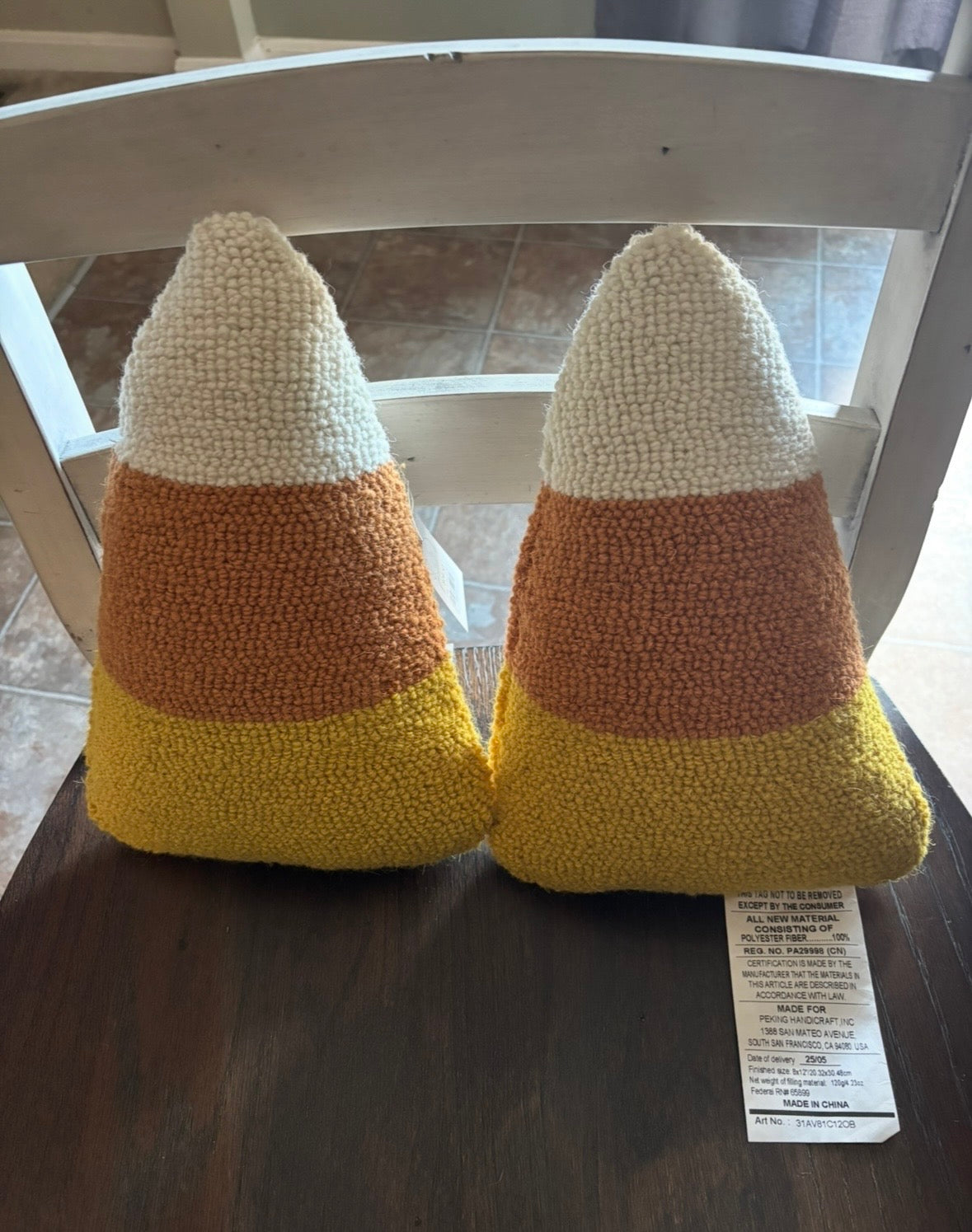 #44 REDUCED NWT Halloween candy corn needlepoint pillows