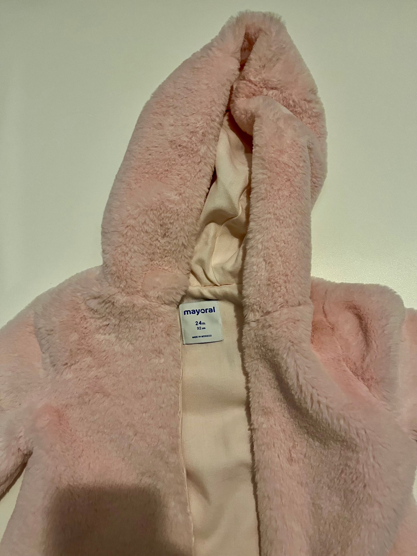 #32 Girls 24 month Mayoral faux fur pink zip jacket *reduced