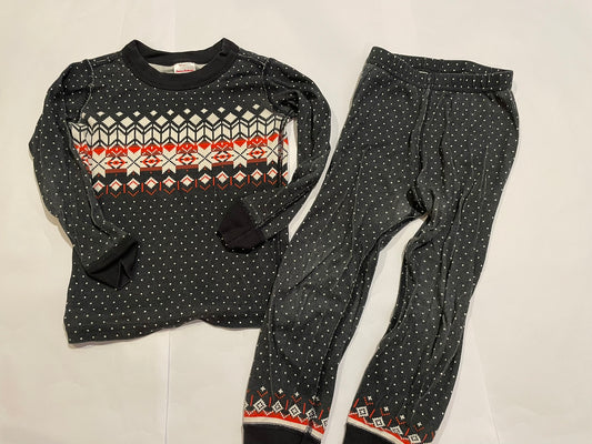 #126 Hanna Andersson 100 (4T) Black Holiday Long John Jammies GUC