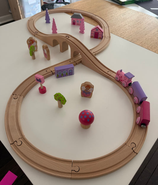 #117, Fairy Wooden Train Set, EUC