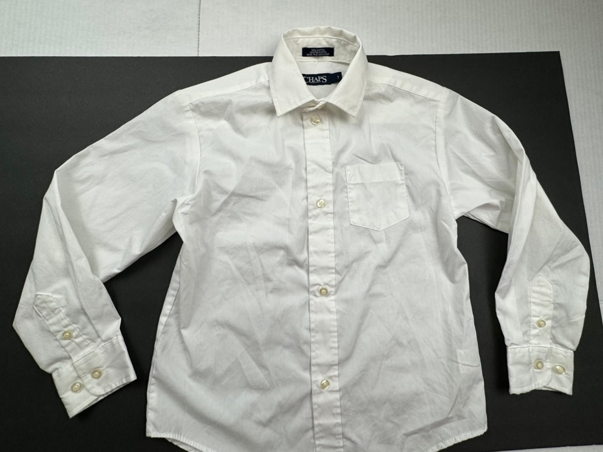 Boys Size 7  CHAP White Long Sleeve Button Dress Shirt