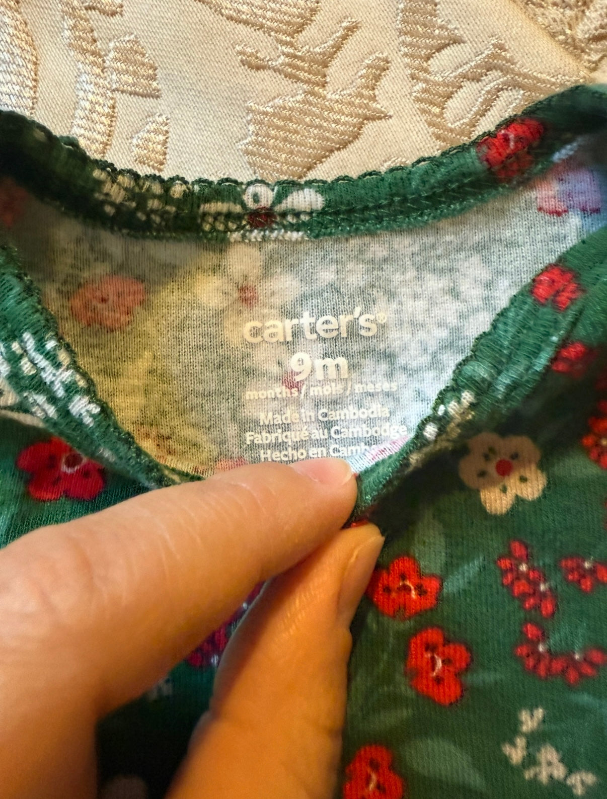 #51 REDUCED 9M Carters Holiday Prints Long Sleeve Bodysuit
