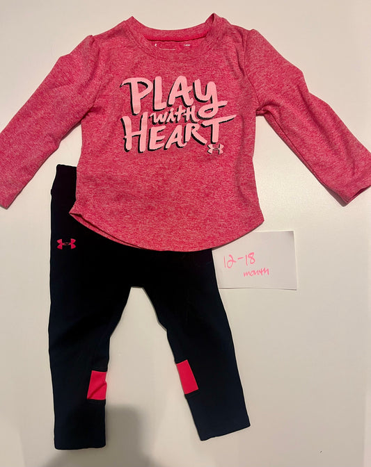 *reduced* #32 Girls 12-18 month Under Armor pink athletic set