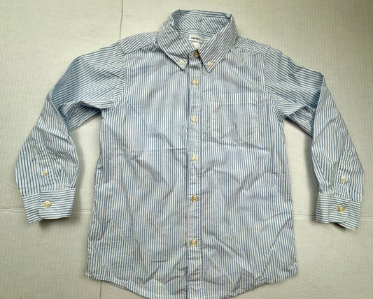 Boys Size 7 Blue White Stripe Long Sleeve Button Dress Shirt EUC