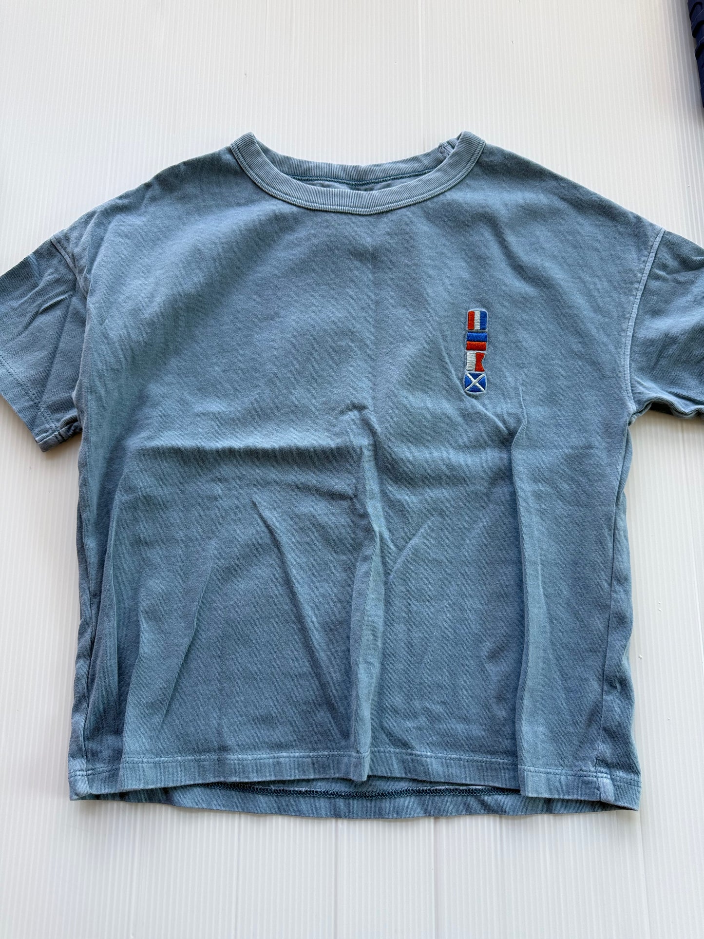 #167 Cat & Jack Boys Blue Boat Tee - XS (4/5)