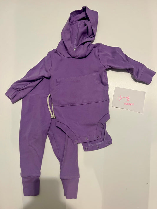 #32 Girls 12-18 month One Little Shop Co purple sweatshirt outfit *reduced*