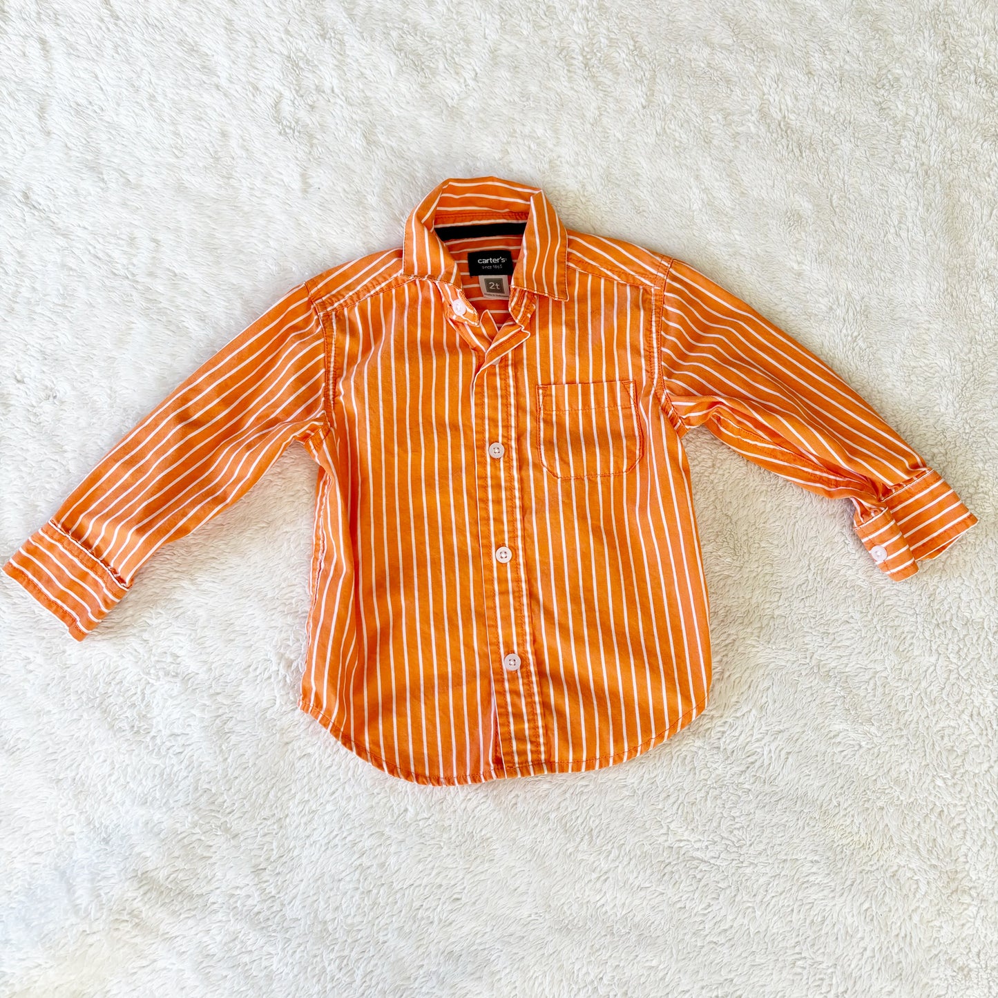 Carters Boys 2T Orange Button Up Long Sleeve Shirt