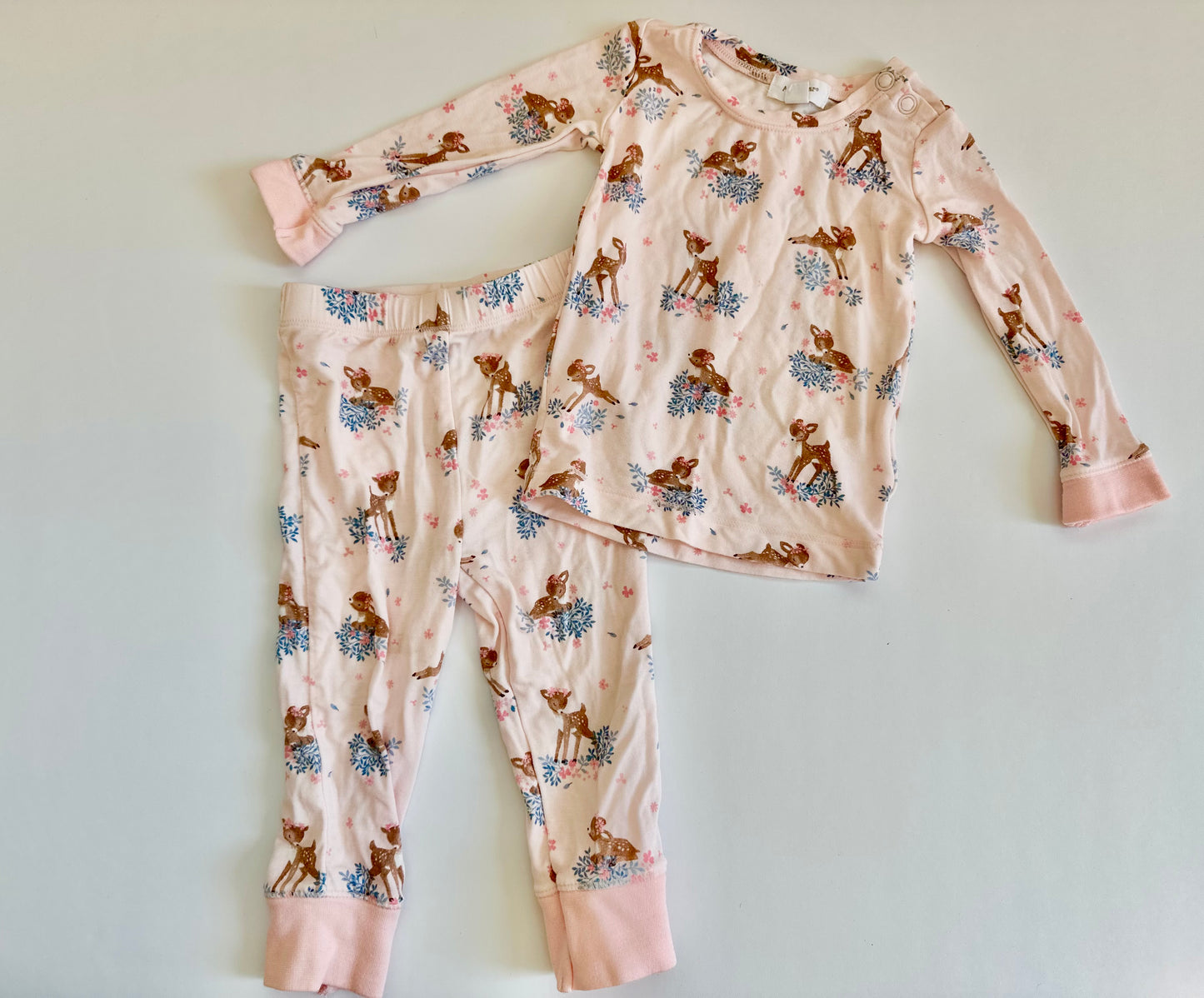 #104 Angel Dear girl 6-12 months fawn pink pajamas EUC