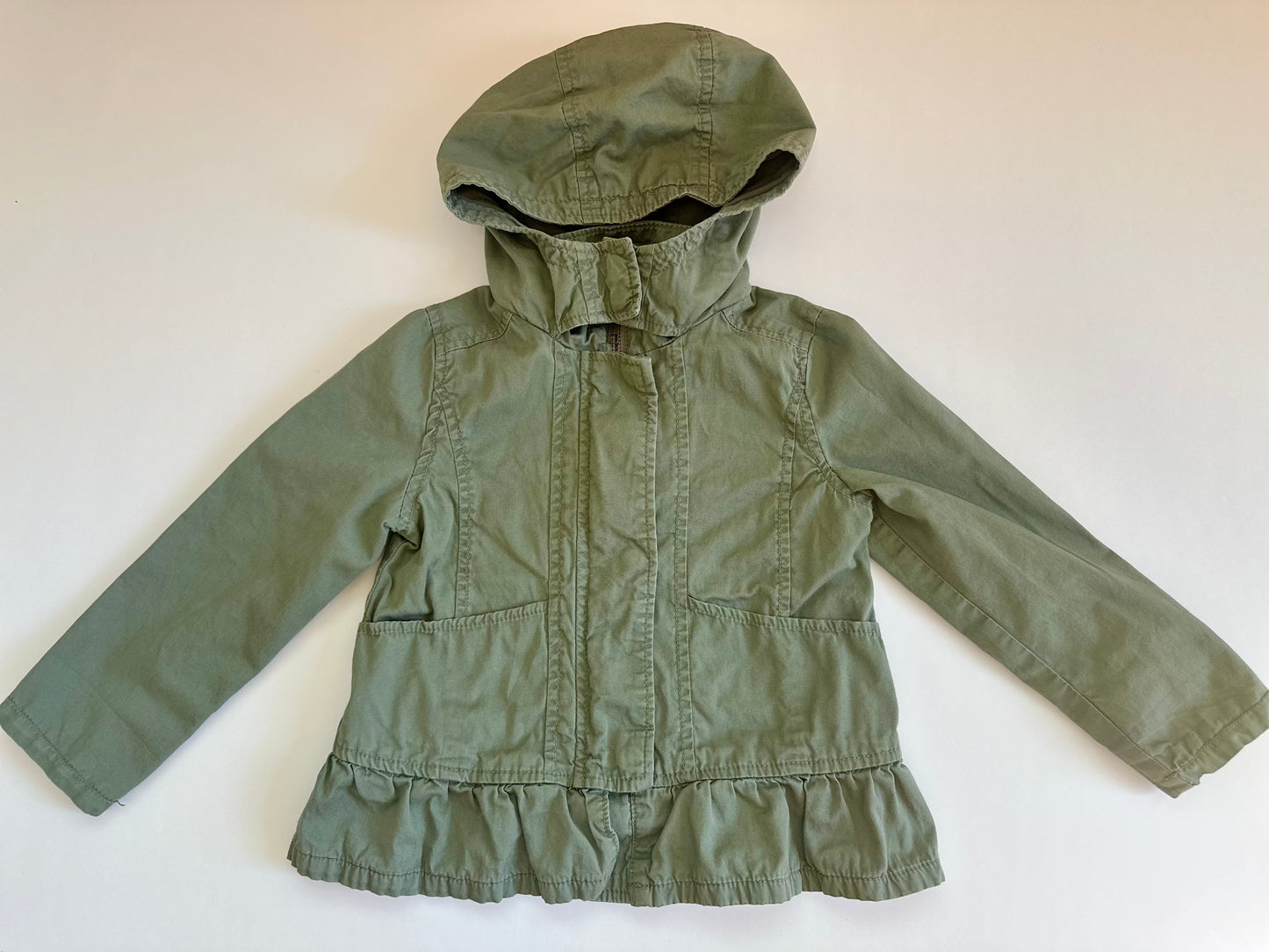 #104 Old Navy girl size 5T army green hooded jacket