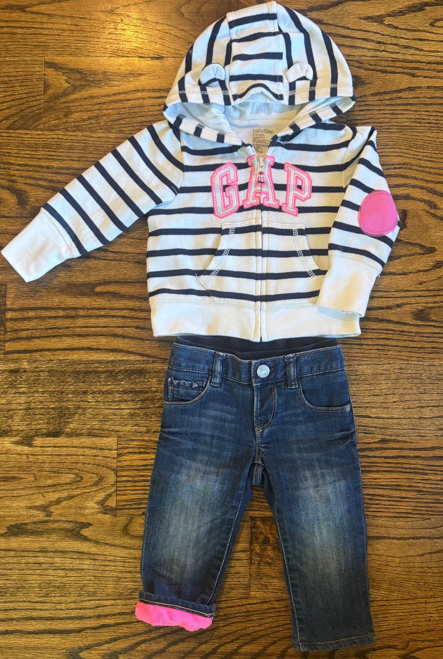 Seller #172 Baby Gap Girls Zip Up Hoodie and Lined Jeans Size 6-12M