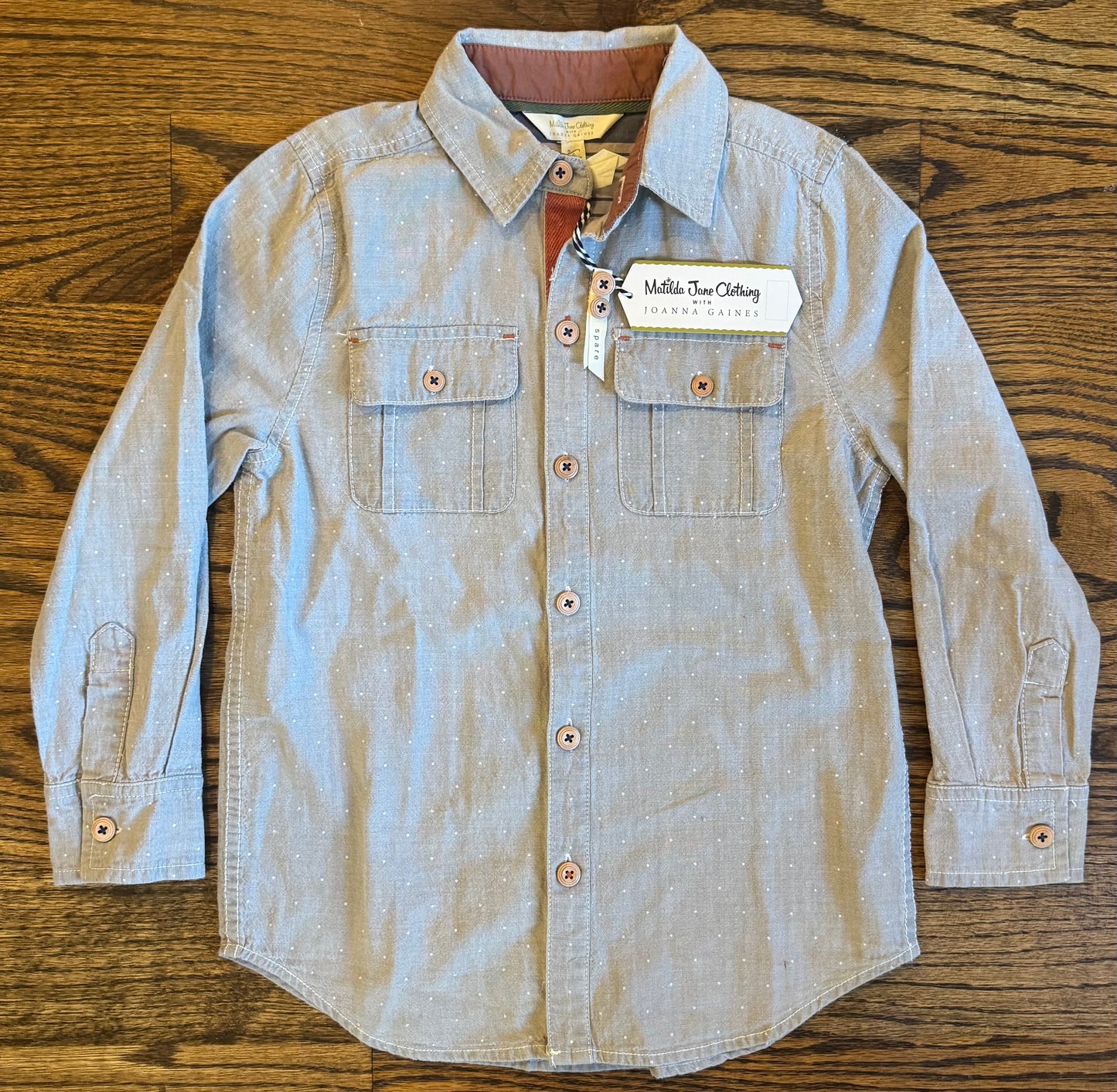 Seller #172 NEW Matilda Jane Boys Gray Dot Button Up Size 6