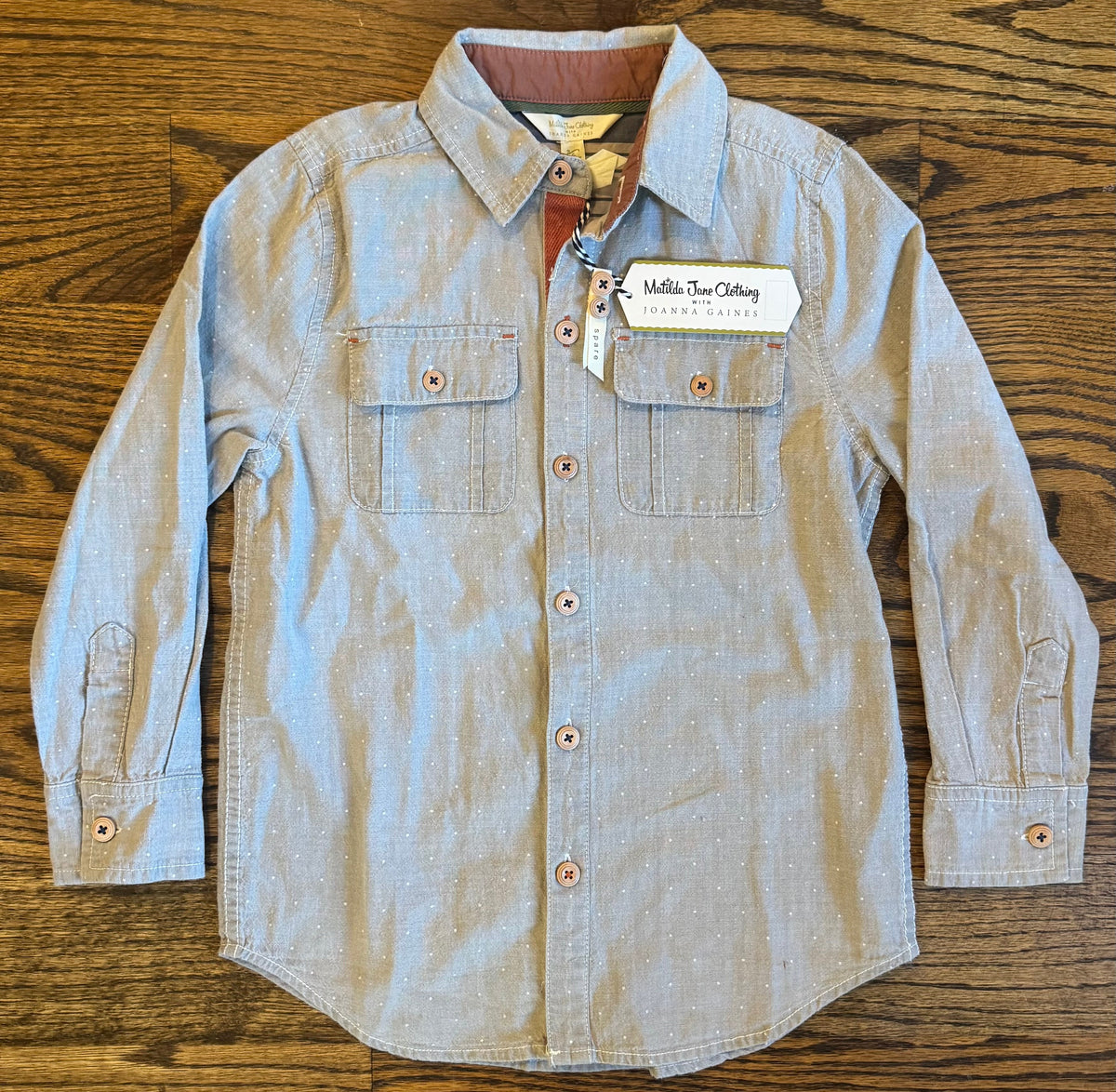 #75 Matilda Jane Boys NEW Long Sleeve Button Down Size 6