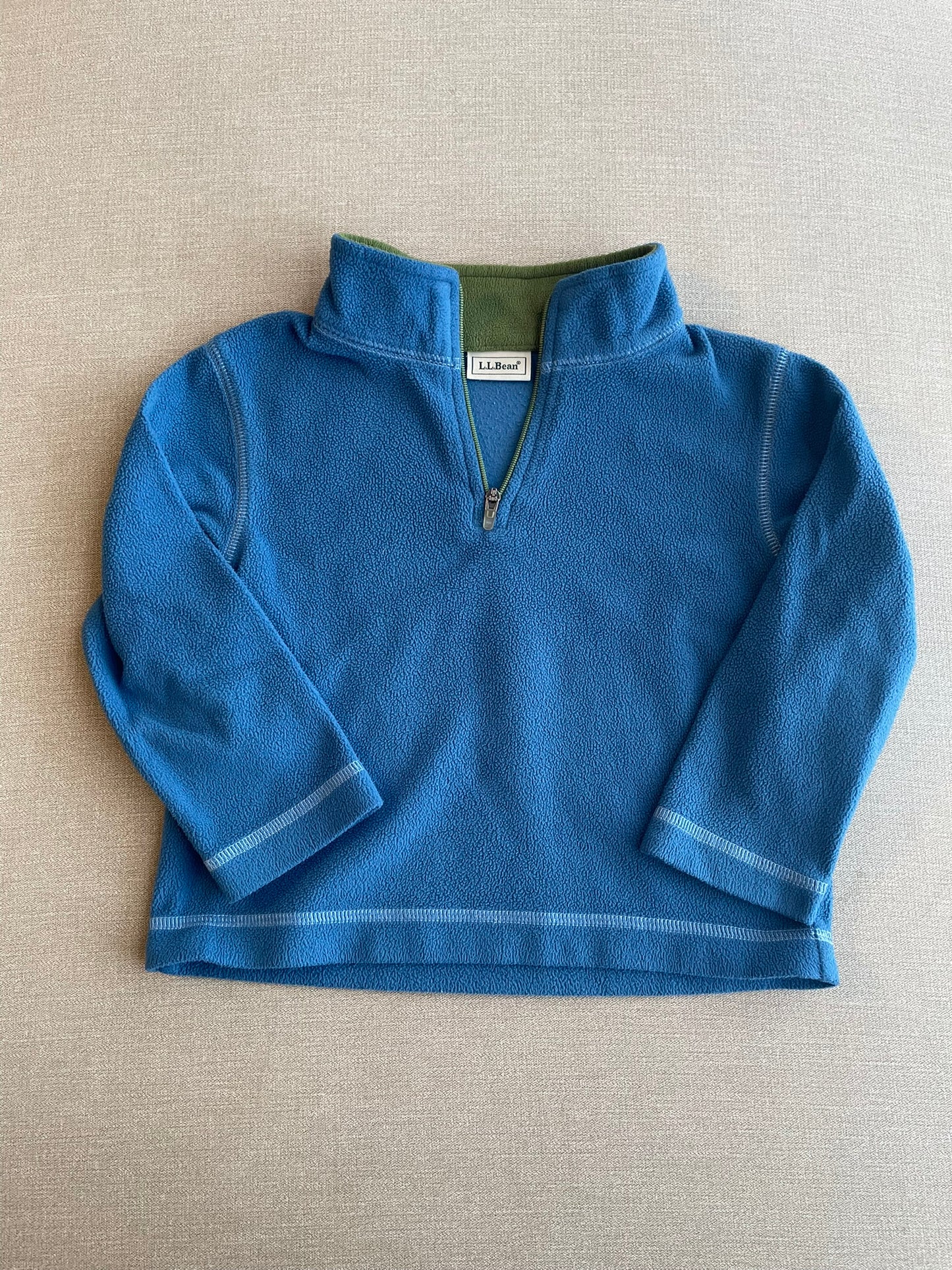 Seller #12 | Boys | L.L. Bean | Light Weight | Blue Quarter Zip Pullover with Green Inside Collar | Size 3T
