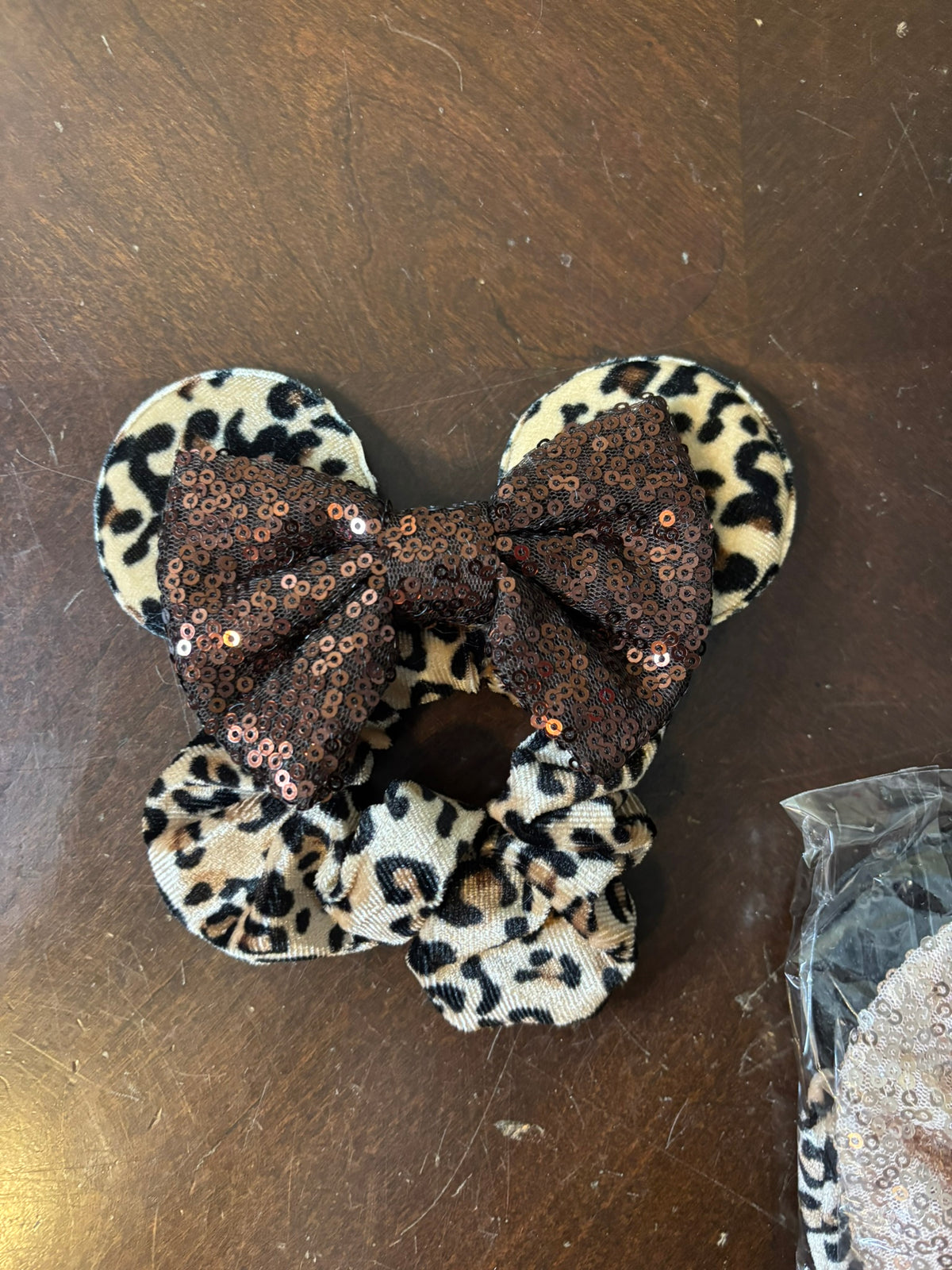 #90: Leopard Minnie-Style Hair Bow Scrunchies (2 Pack)
