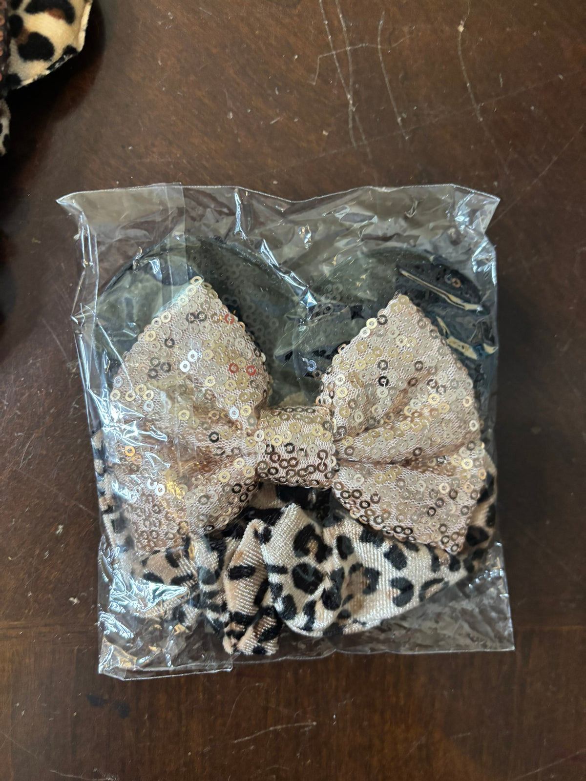 #90: Leopard Minnie-Style Hair Bow Scrunchies (2 Pack)