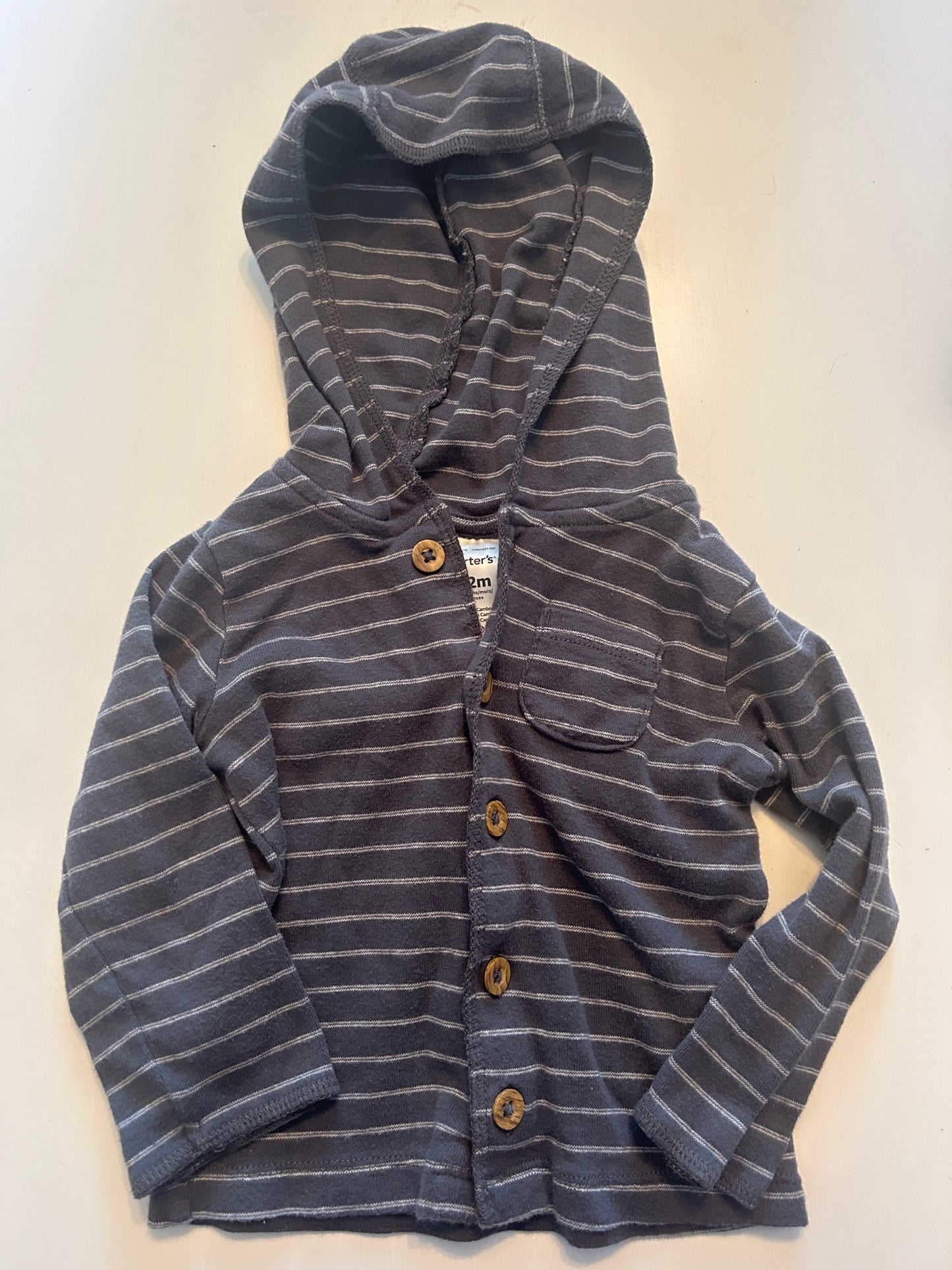 #63 Carter’s grey striped set, size 12 months