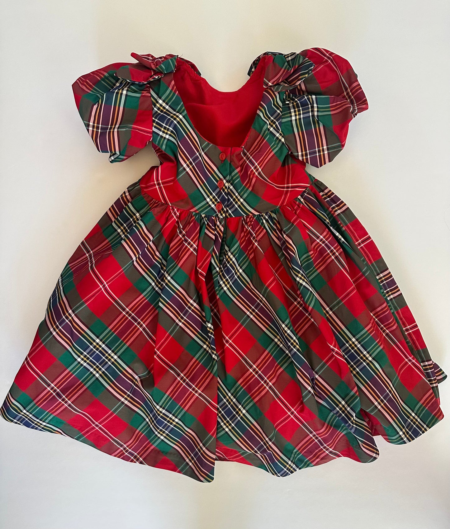 #104 Janie and Jack size 4 (runs large IMO) plaid holiday dress with tulle underskirt, bows on top of shoulder