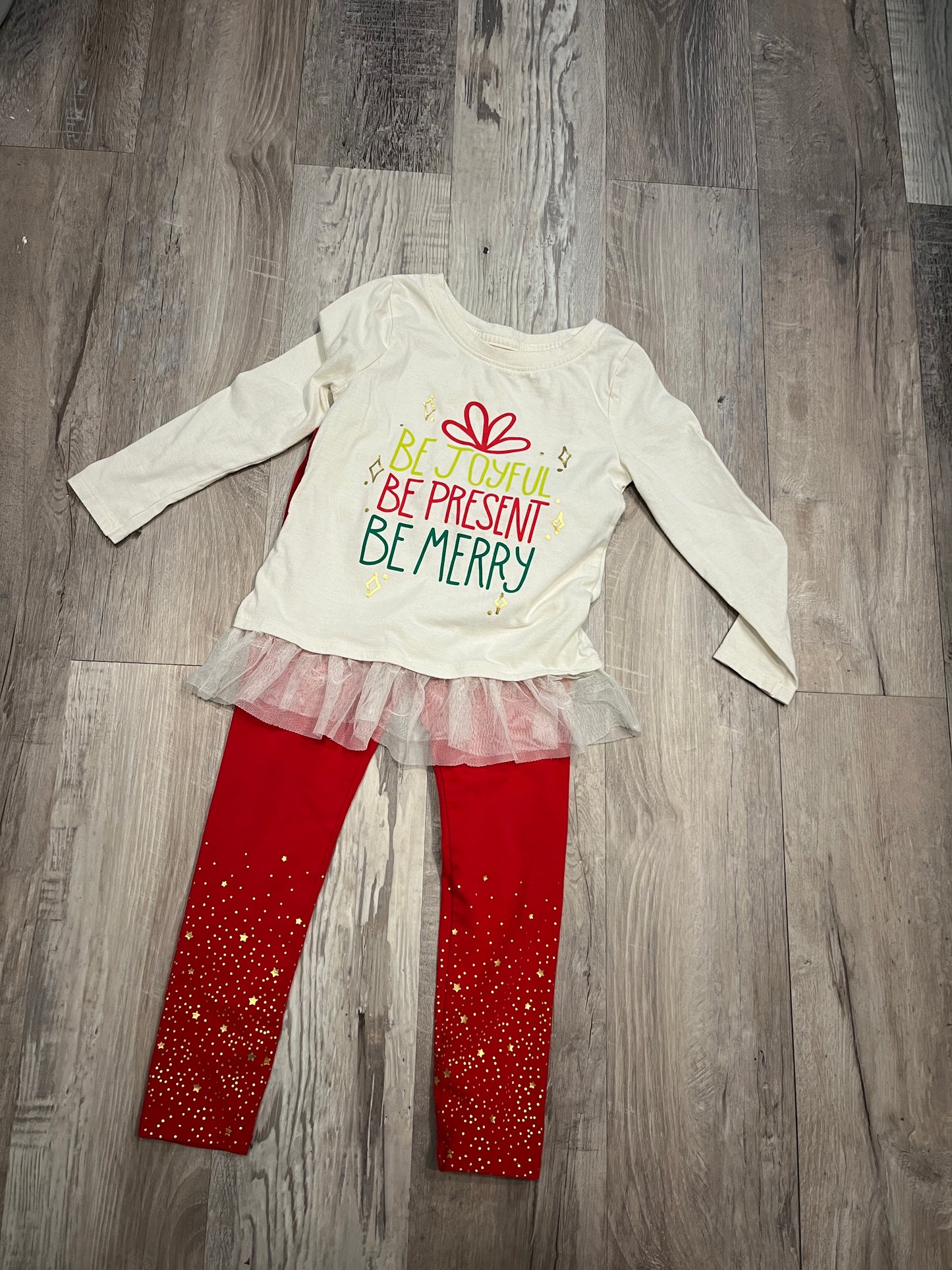 Girls 4T Cat and Jack Be Joyful Be Present Be Merry Outfit