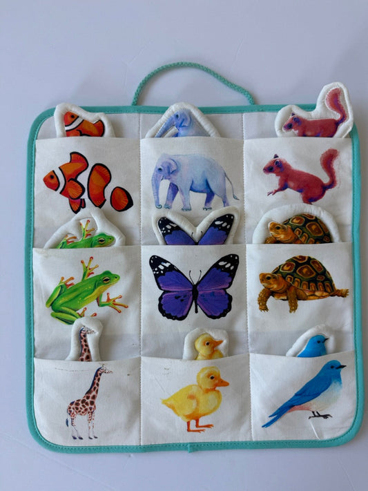 #190 REDUCED Lovevery Quilted Critter Animal Pockets Matching
