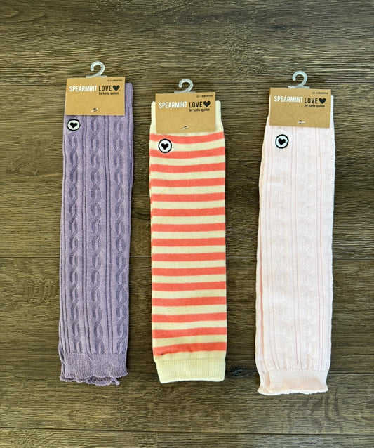 #173 Girls 12-24m Spearmint Love leg warmers (set of 3)