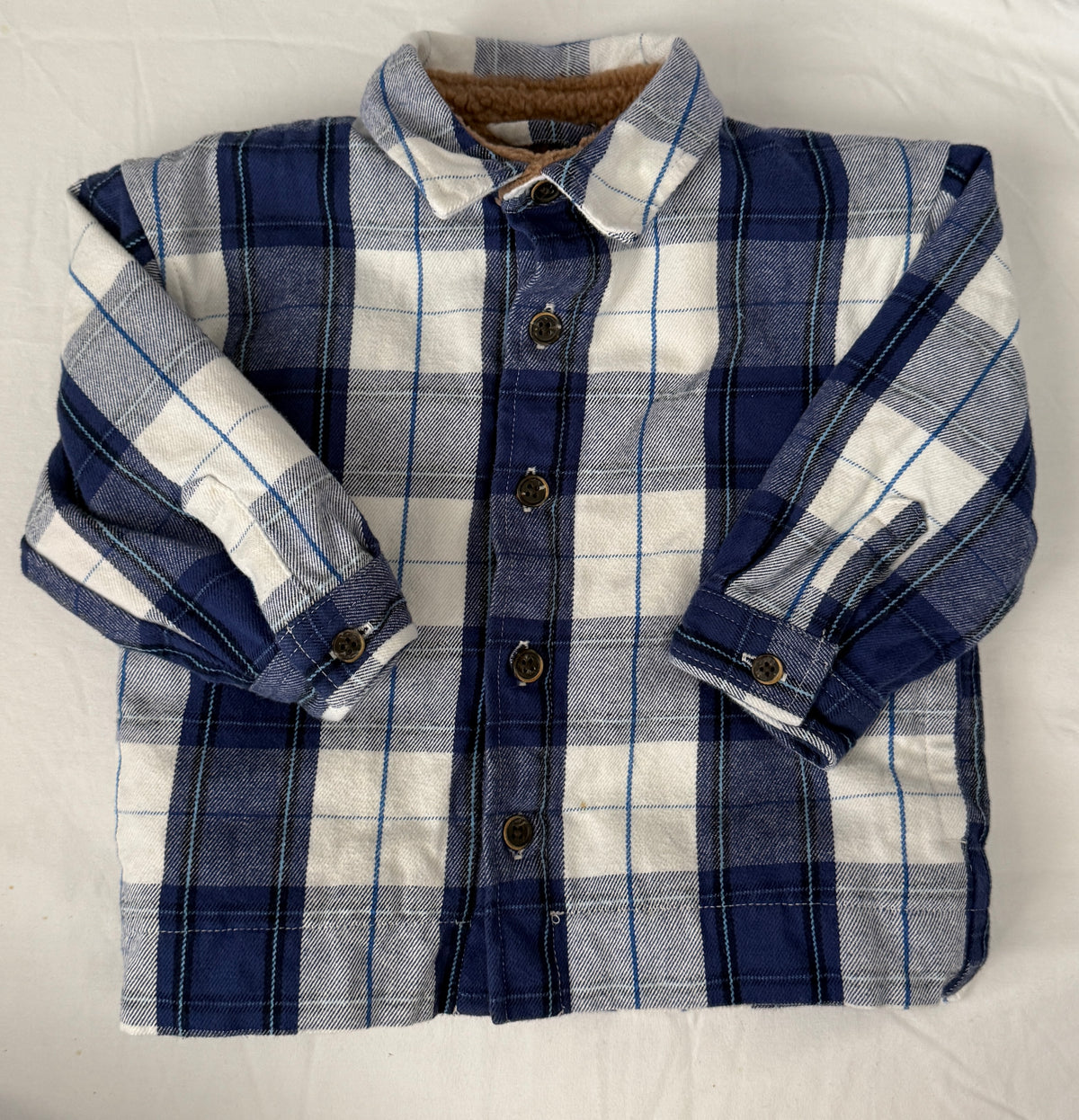 Seller # 19 Cat & Jack Jack Blue and White Flannel Plaid Sherpa Boys 18M