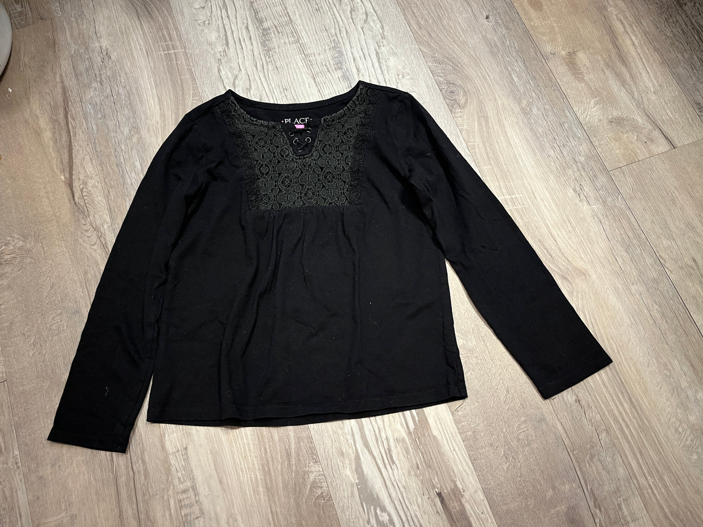 Girls 5/6 The Children's Place Long Sleeve Black Lace Top