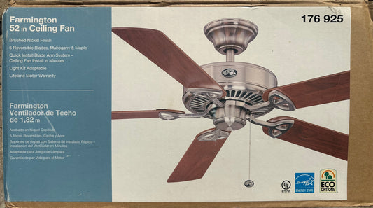 #77 New In Box 52” Farmington Fan w/ Reversible Blades