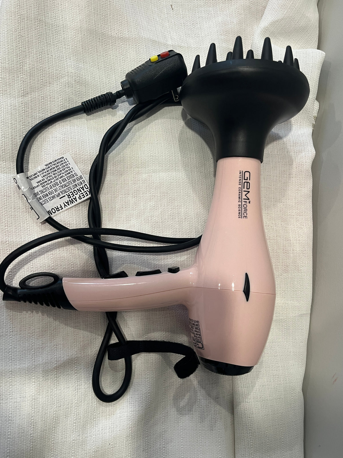 135 gem force ceramic hair dryer with diffuser. ln
