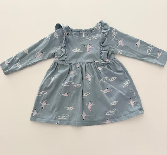 #117, Girls 18M, Tea blue goose dress, VGUC