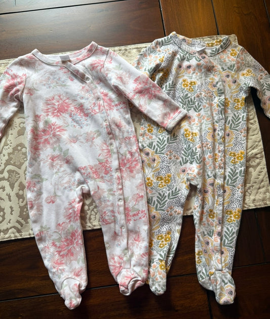 #51 REDUCED 6M Nordstrom Baby Sleep and Play Pajamas Gorgeous Floral Prints