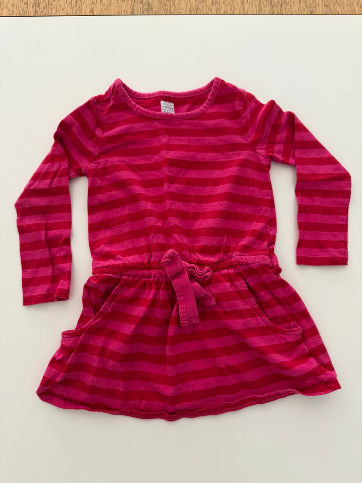 #117, Girls 3T, Old Navy hot pink striped dress, GUC