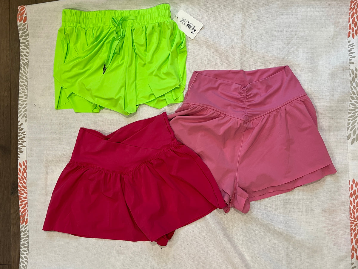 135    3 pairs of shorts Size Small (green from dillards BNWT) 2 pink shorts from Aerie LN