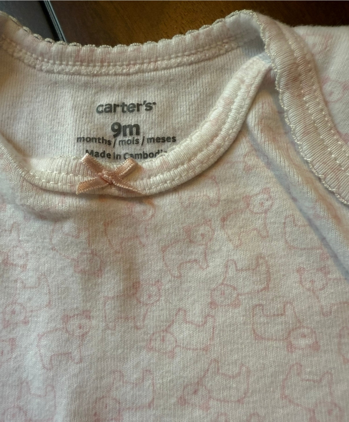 #51 REDUCED 9M Carter’s Pink Bear 3 Piece Outfit
