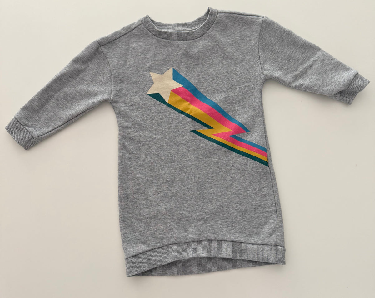 *reduced* #117, Girls 2T, Gymboree gray shooting star sweatshirt dress, VGUC