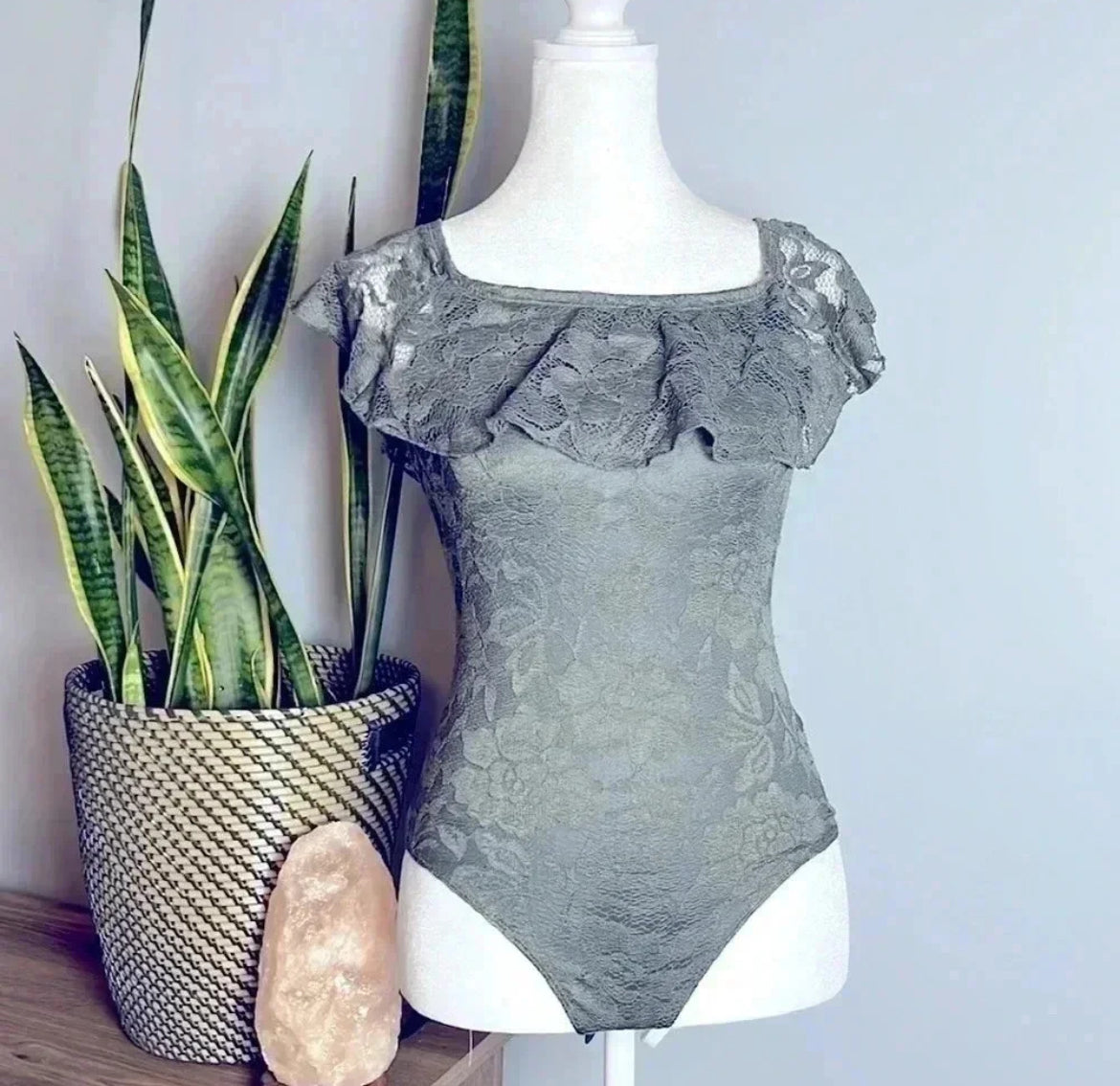 Seller #213 NWOT Gray Express XS Women’s Lace Bodysuit