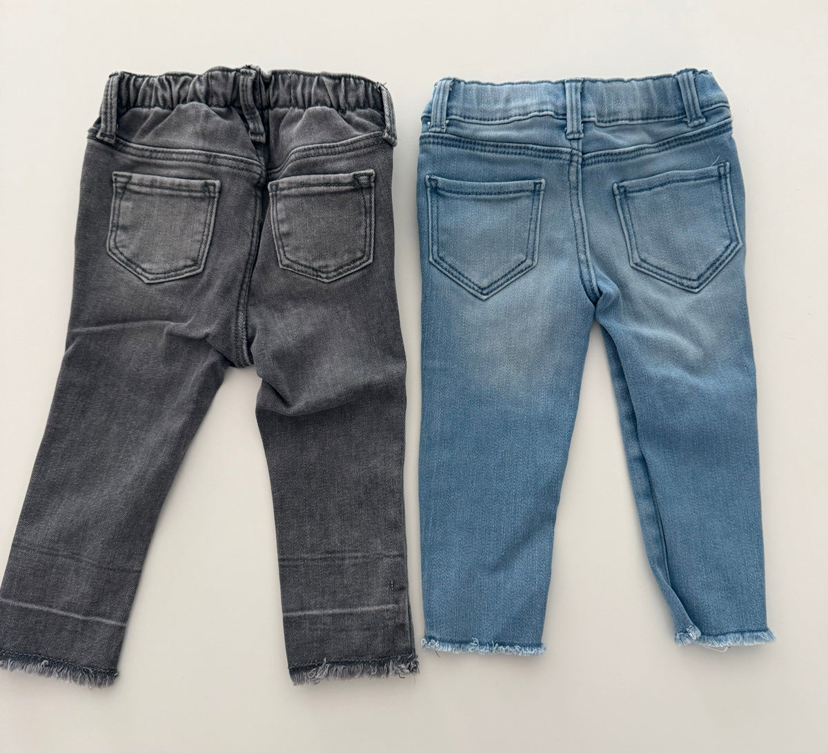 #117, Girls 2T, Old Navy Ballerina gray jeans & Carter’s blue jeans with hearts, VGUC