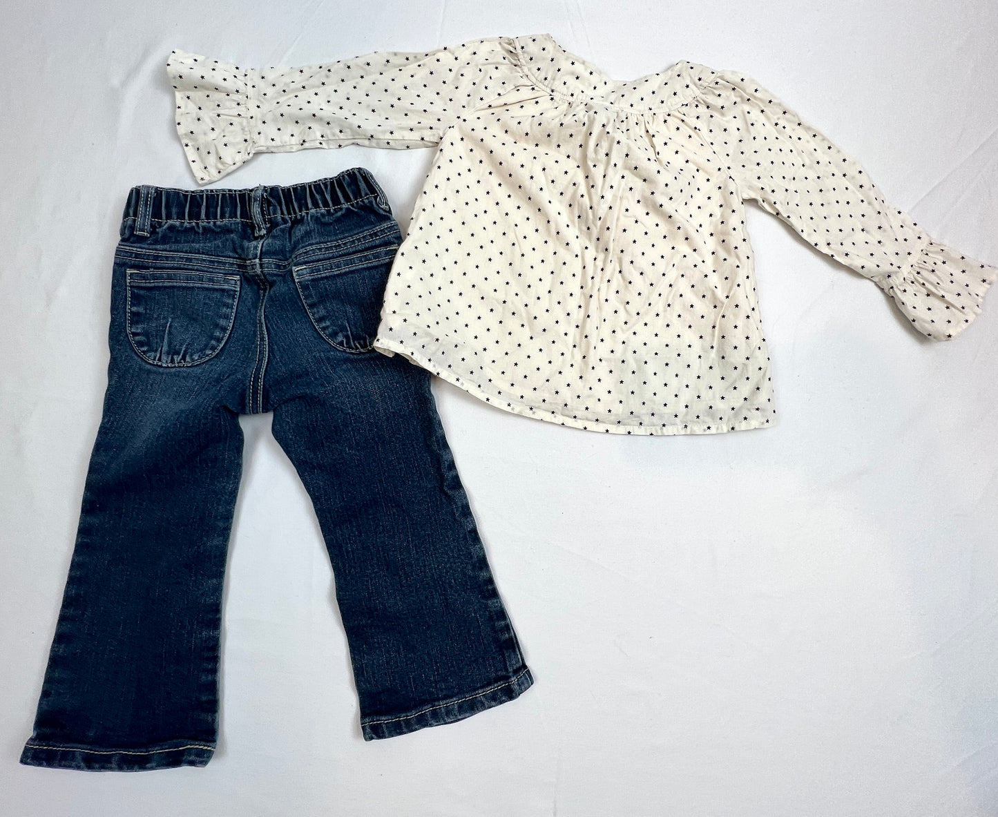 Girl 18-24M EUC Baby Gap Cotton Shirt w/Flared Long Sleeves and Gymboree Jeans with elastic in the back