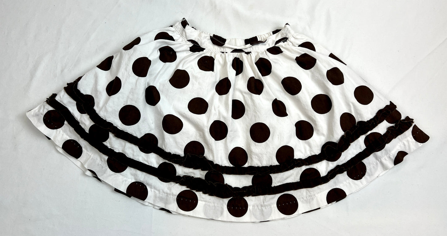 Girls 3T Skirt with Tulle Brown and White Dots EUC