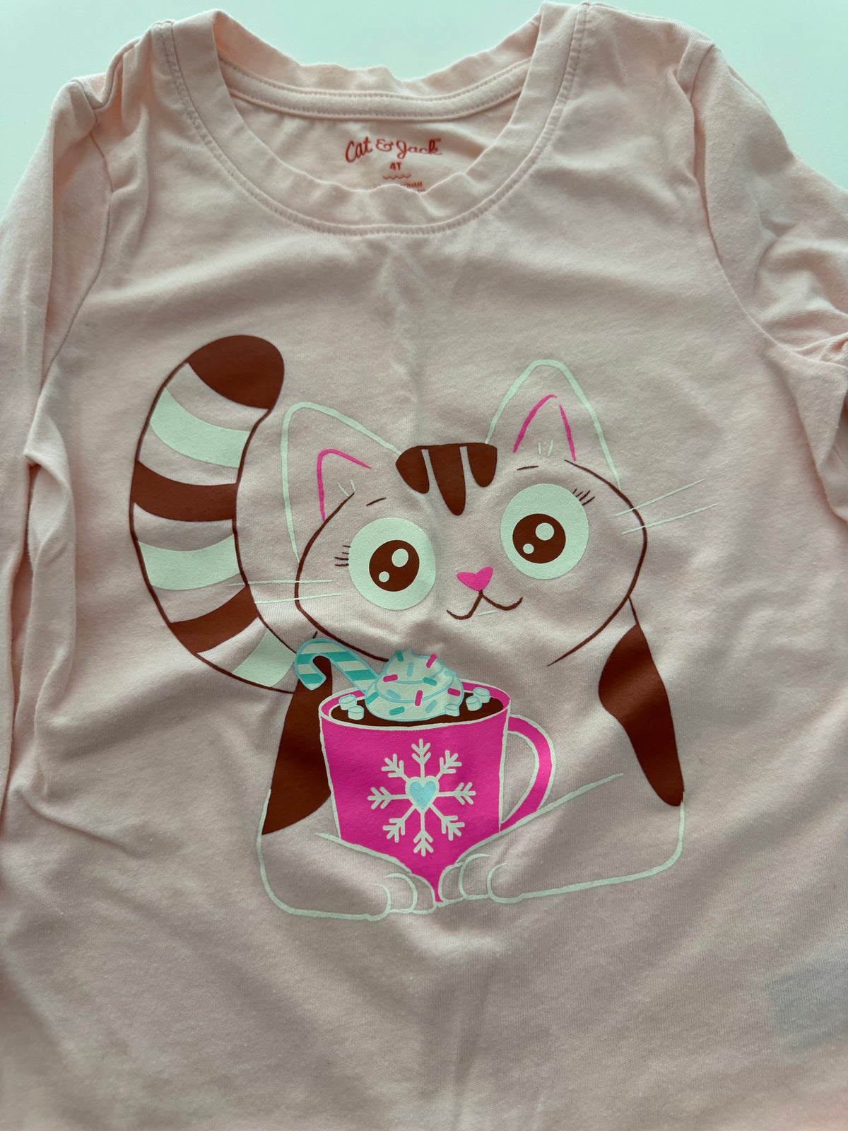 #117, Girls 4T, Cat & Jack pink unicorn & cat shirt bundle, GUC