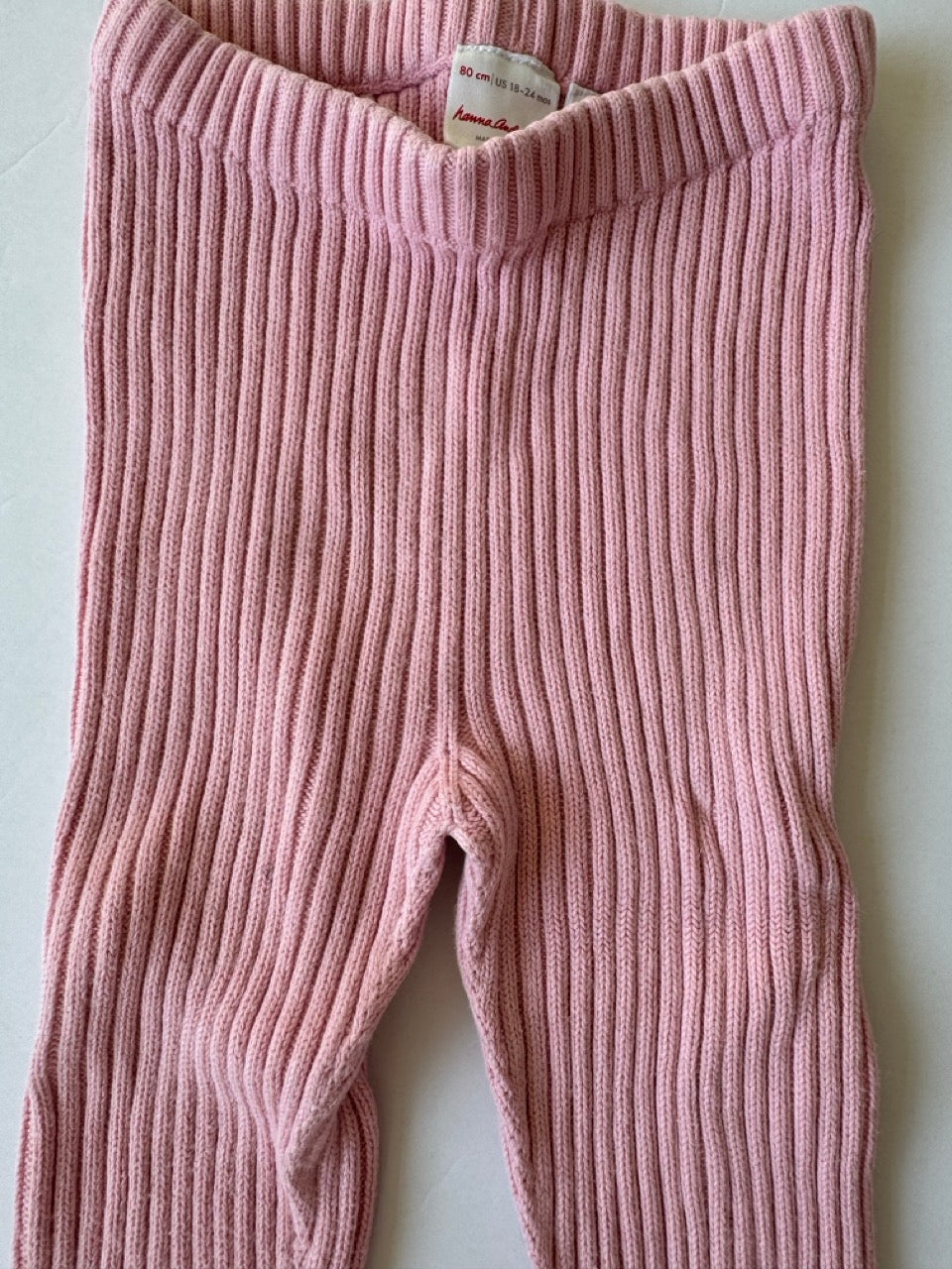 #190 Hanna Andersson 18-24 Sweaterknit Pink Leggings