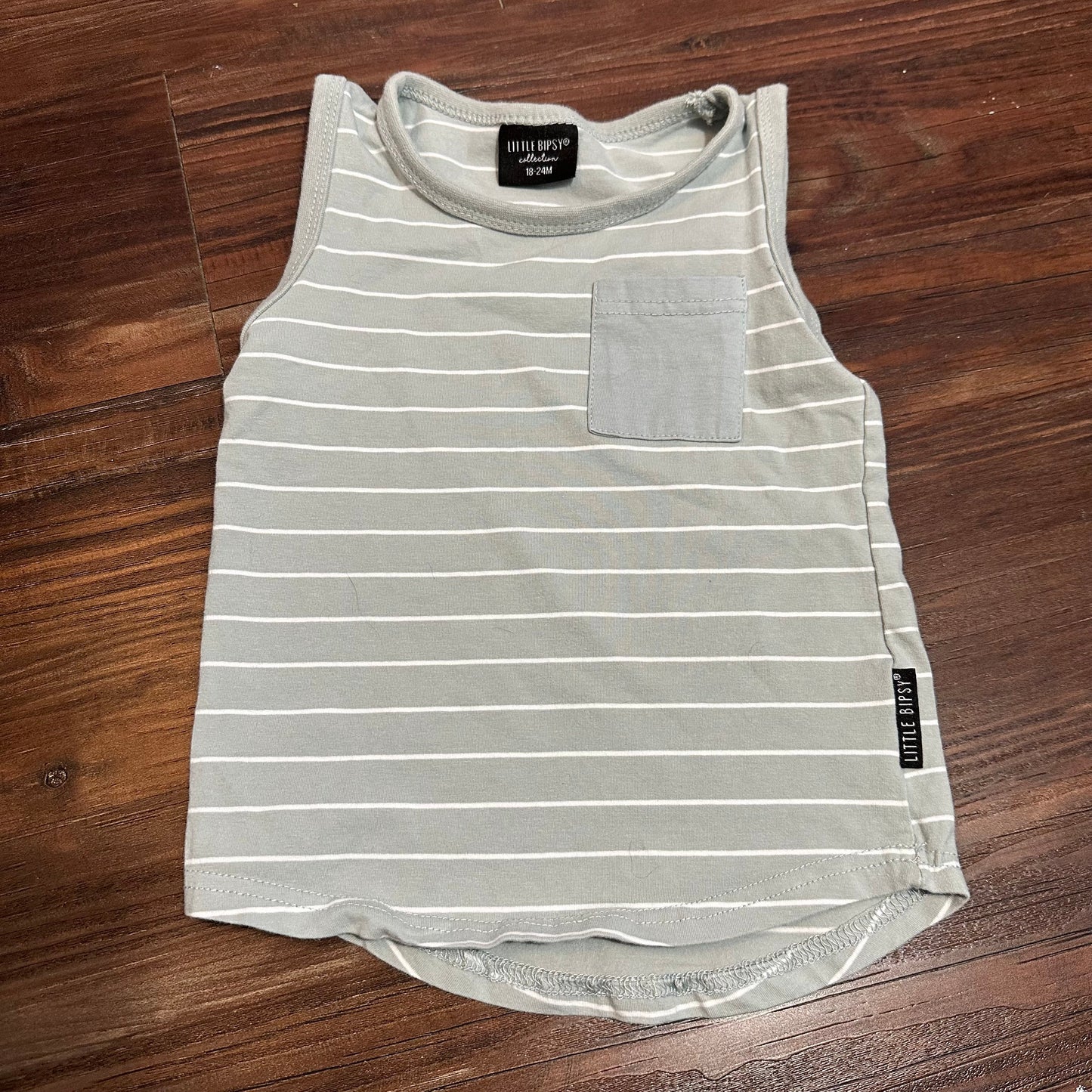 #26 Little Bipsy Gray stripe tank 18-24