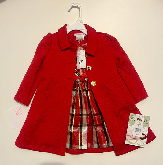 #32 Girls 2T red holiday jacket and dress - NWT *reduced*