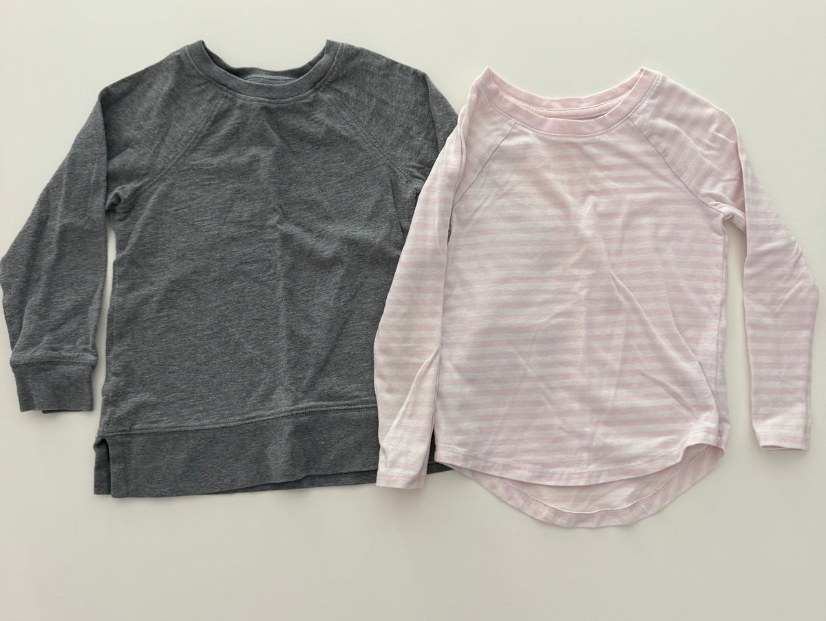 #117, Girls 3T, Cat & Jack pink/white striped & Primary Gray shirt bundle, GUC