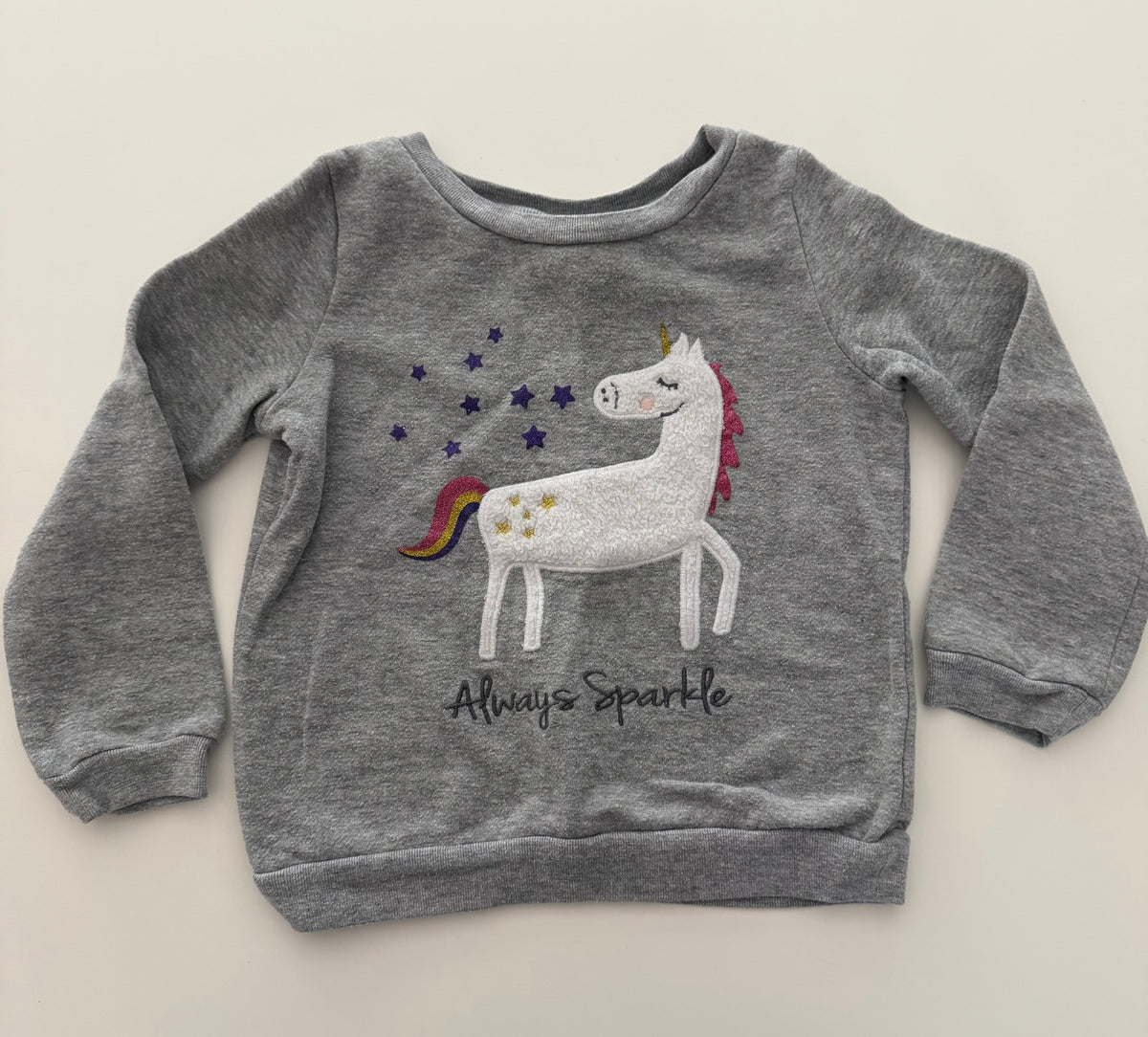 #117, Girls 3T, Kidget gray unicorn sweatshirt, GUC