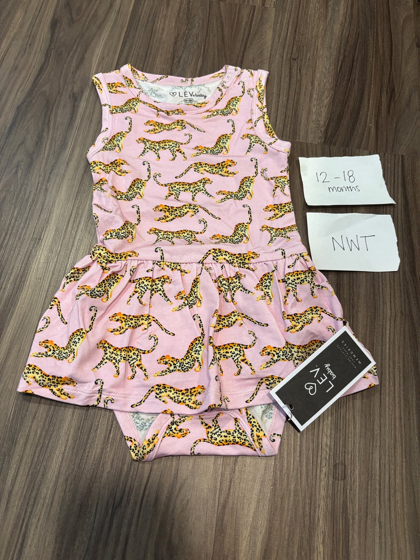 #138 - 12-18 Mo - NWT Lev Baby - Cheetah Tank Bodysuit Twirl - PU 45236