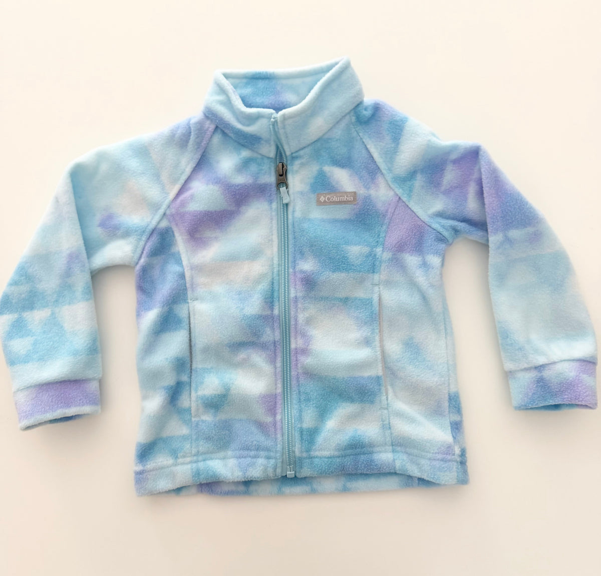 #117, Girls 3T, Columbia blue & purple fleece jacket, VGUC