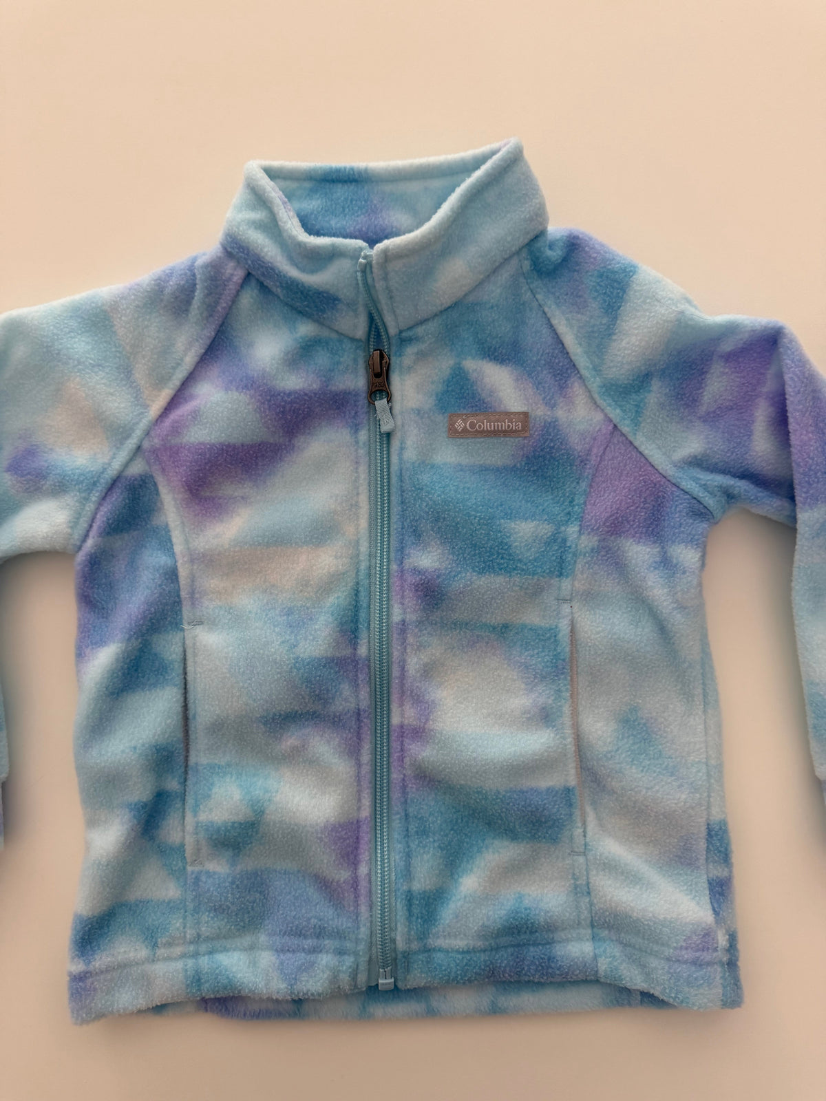 #117, Girls 3T, Columbia blue & purple fleece jacket, VGUC