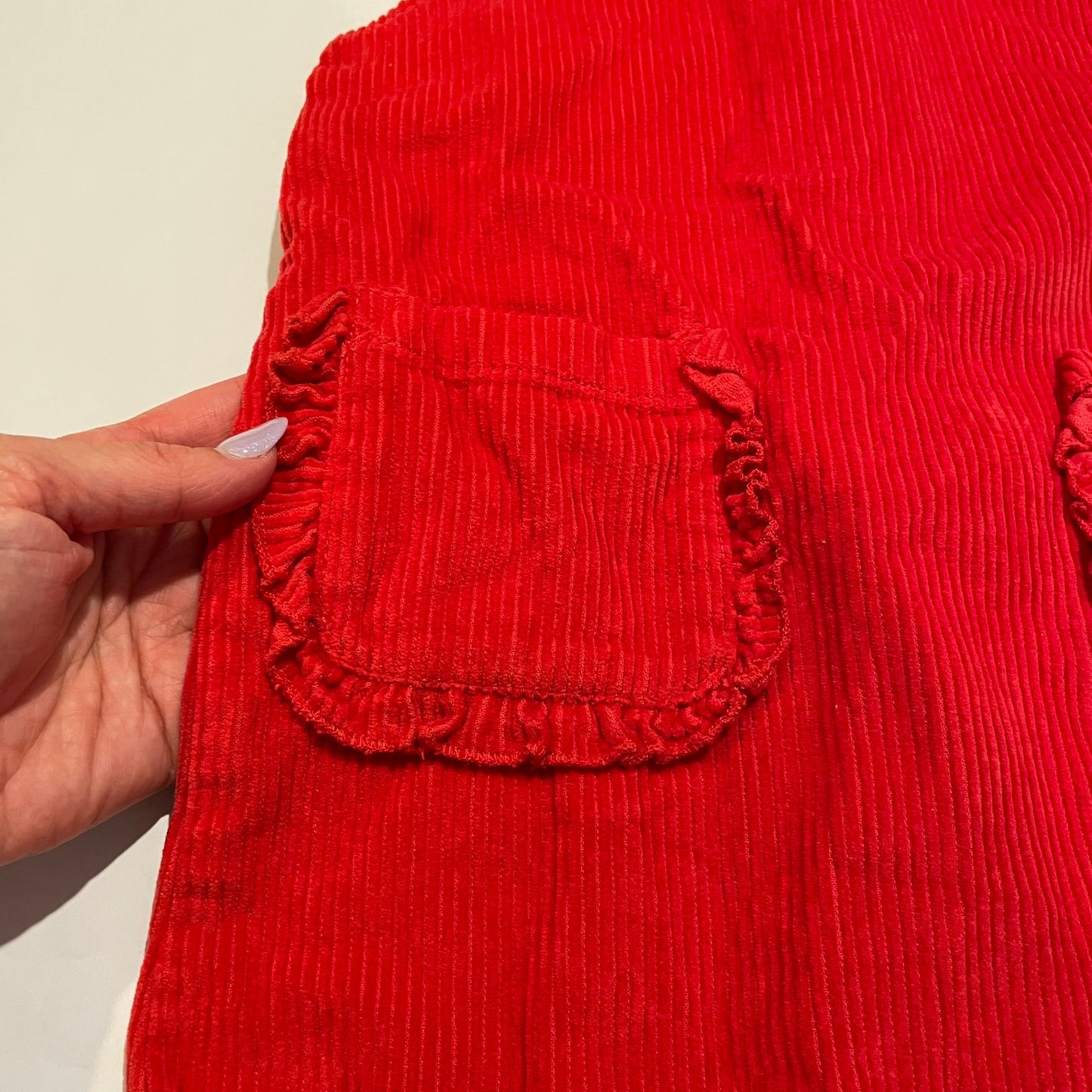 #126 Girls Mini Boden 4T (4-5Y) Red Corded Jumper EUC
